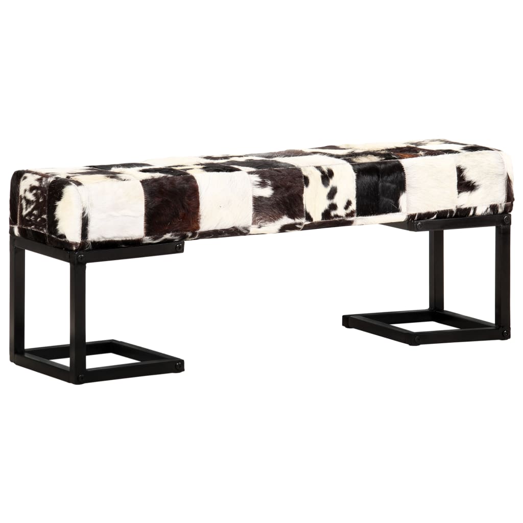 vidaXL Bench 110 cm Black Patchwork Genuine Goat Leather