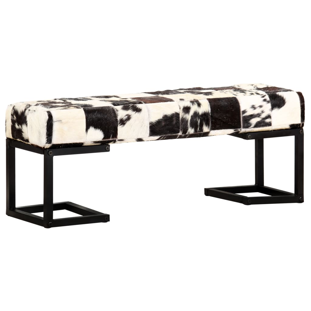 vidaXL Bench 110 cm Black Patchwork Genuine Goat Leather