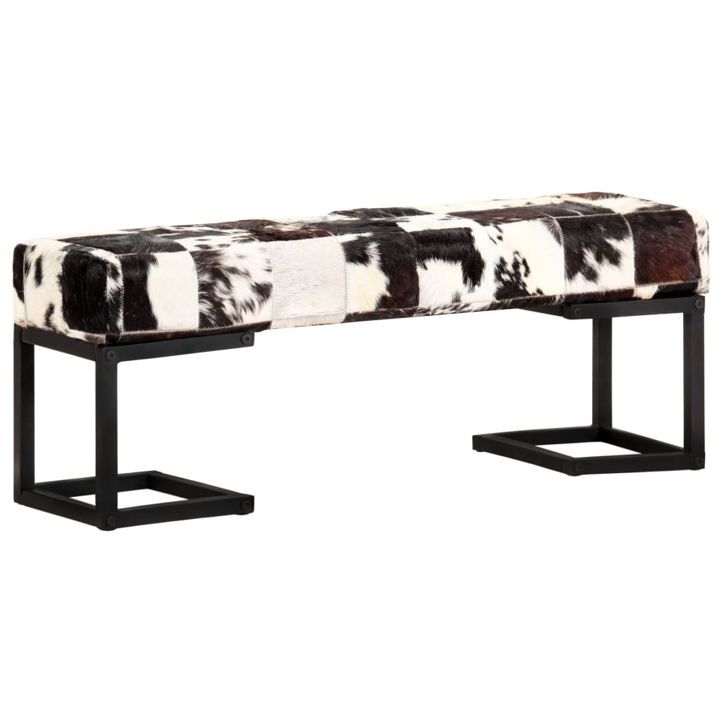 vidaXL Bench 110 cm Black Patchwork Genuine Goat Leather