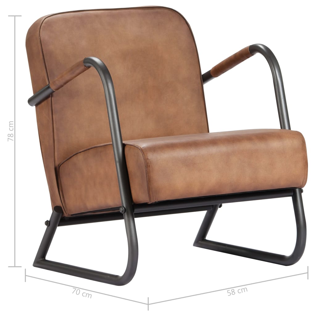 vidaXL Relax Armchair Light Brown Real Leather