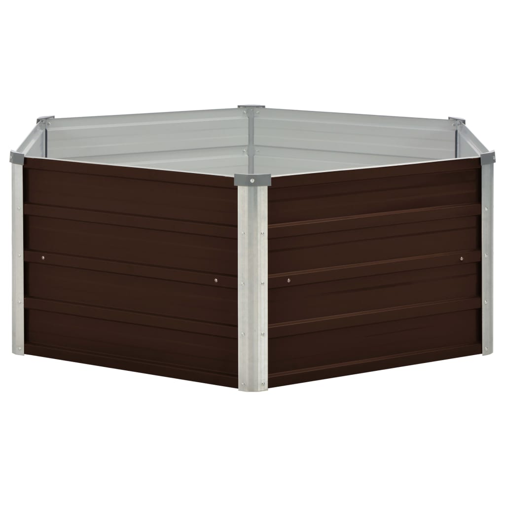 vidaXL Raised Garden Bed Brown 129x129x46 cm Galvanised Steel