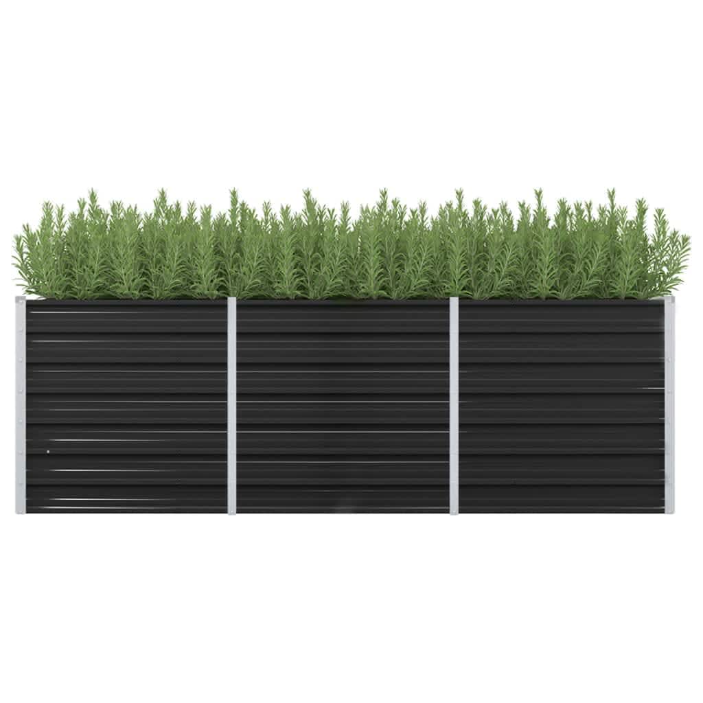 Garden Raised Bed Galvanised Steel 240x40x77 cm Anthracite