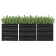 Garden Raised Bed Galvanised Steel 240x40x77 cm Anthracite