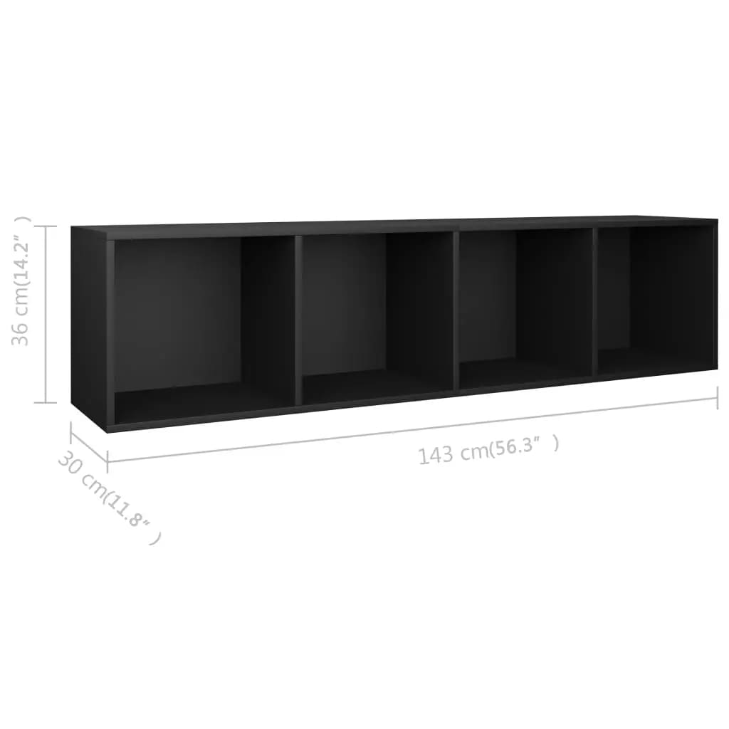 vidaXL Book Cabinet/TV Cabinet Black 36x30x143 cm Engineered Wood