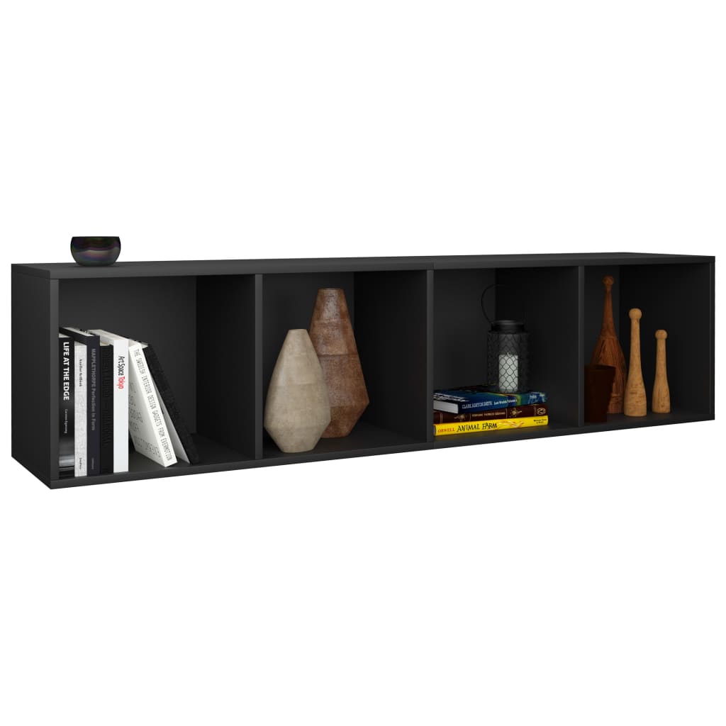 vidaXL Book Cabinet/TV Cabinet Black 36x30x143 cm Engineered Wood