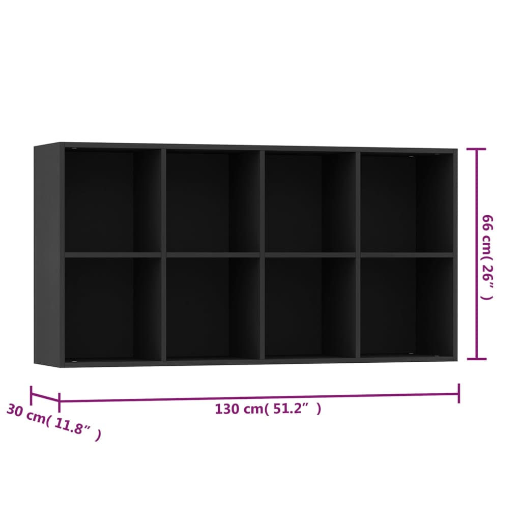 vidaXL Book Cabinet/Sideboard Black 66x30x130 cm Engineered Wood