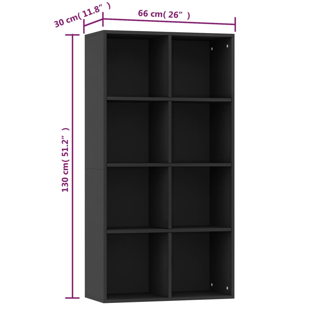 vidaXL Book Cabinet/Sideboard Black 66x30x130 cm Engineered Wood