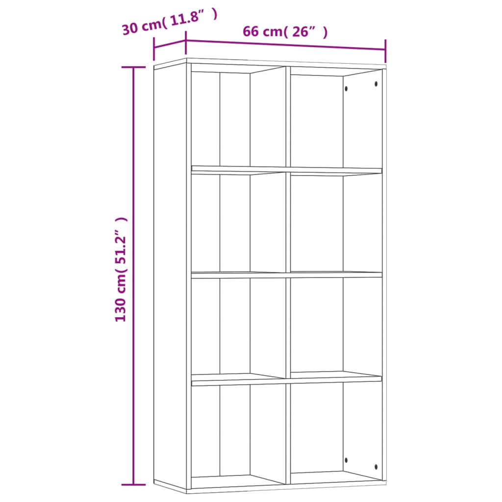 vidaXL Book Cabinet/Sideboard Black 66x30x130 cm Engineered Wood