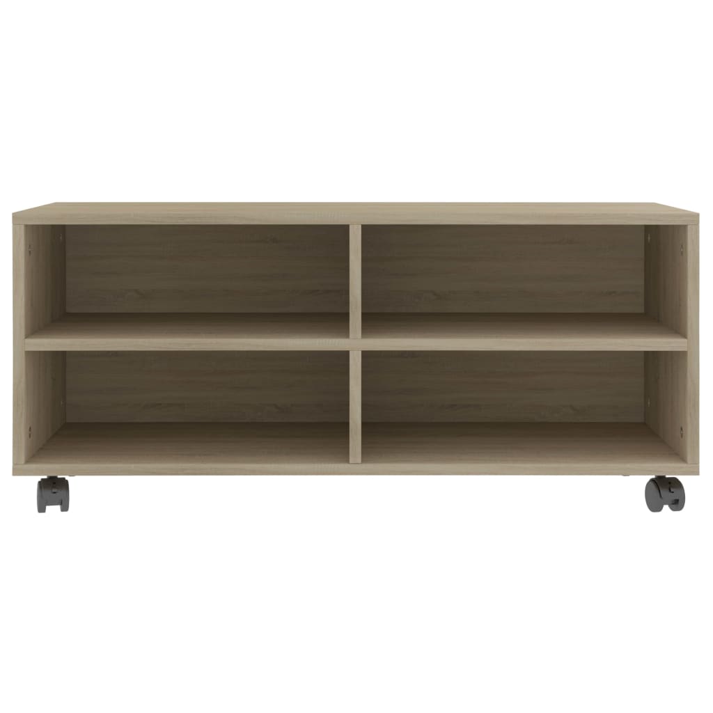 vidaXL TV Cabinet with Castors Black 90x35x35 cm Engineered Wood