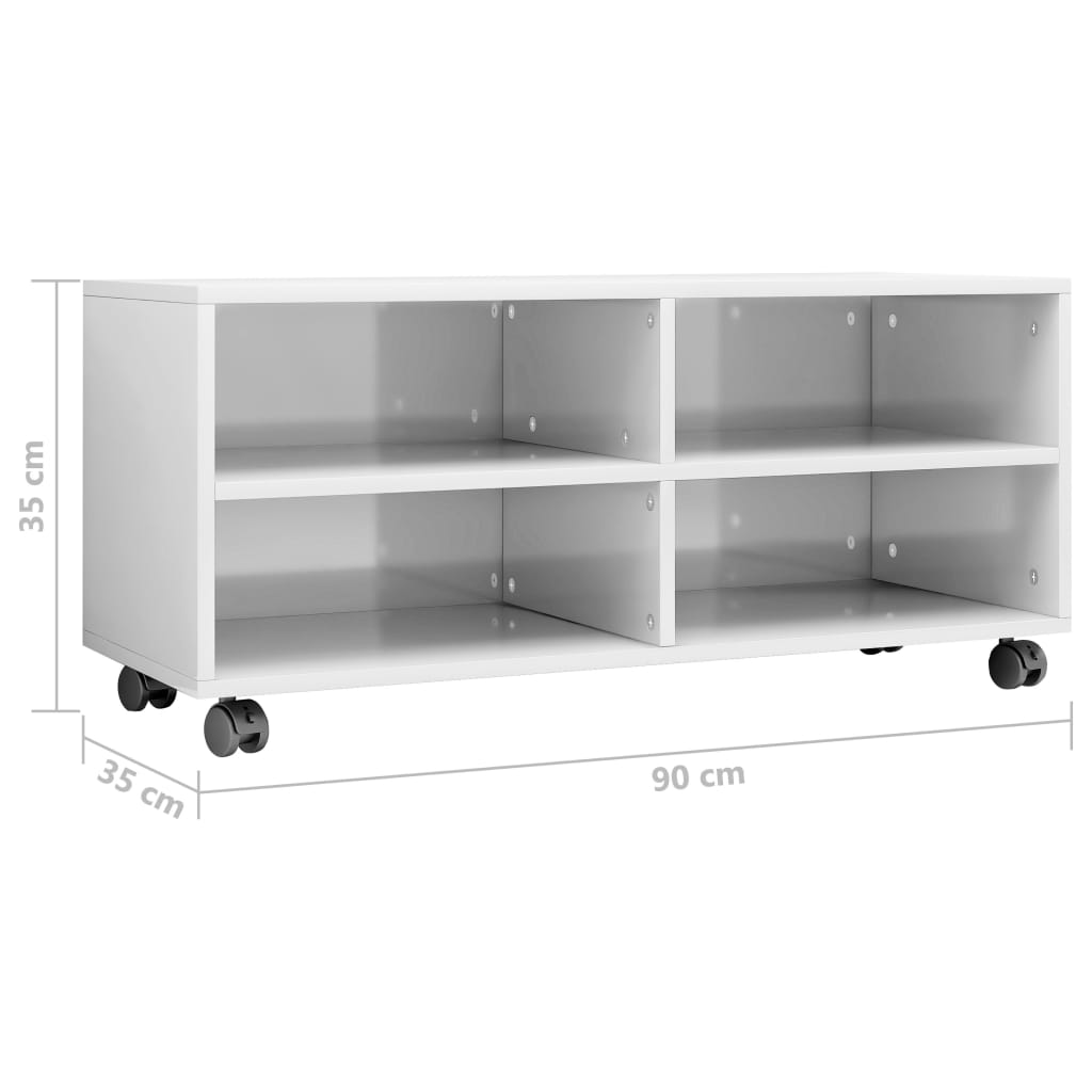 vidaXL TV Cabinet with Castors Black 90x35x35 cm Engineered Wood