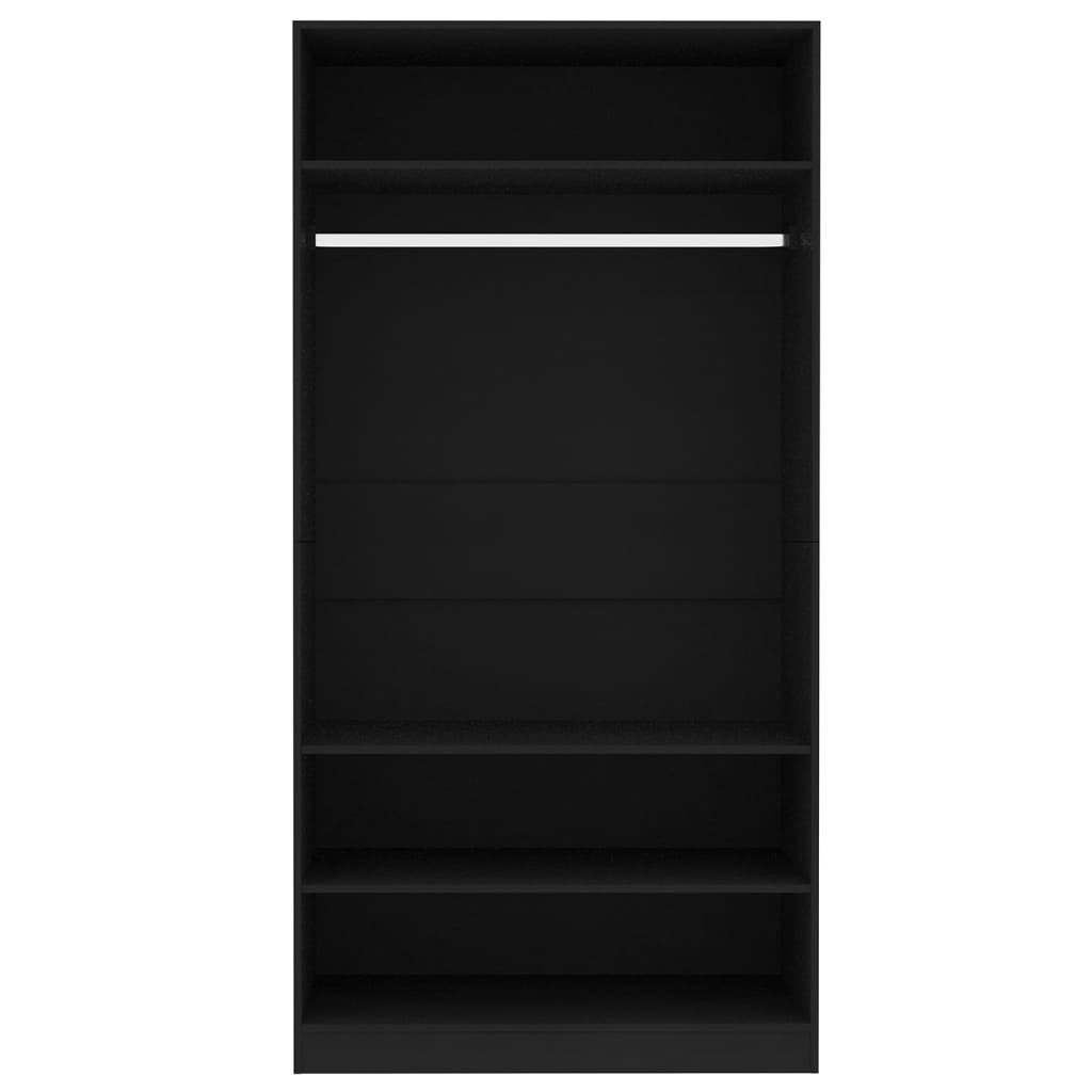 vidaXL Wardrobe Black 100x50x200 cm Engineered Wood