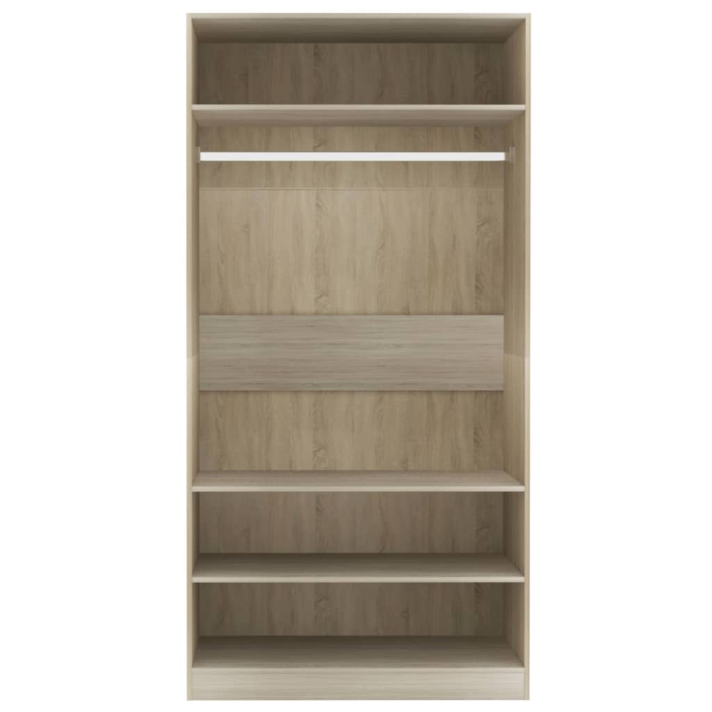 vidaXL Wardrobe Black 100x50x200 cm Engineered Wood