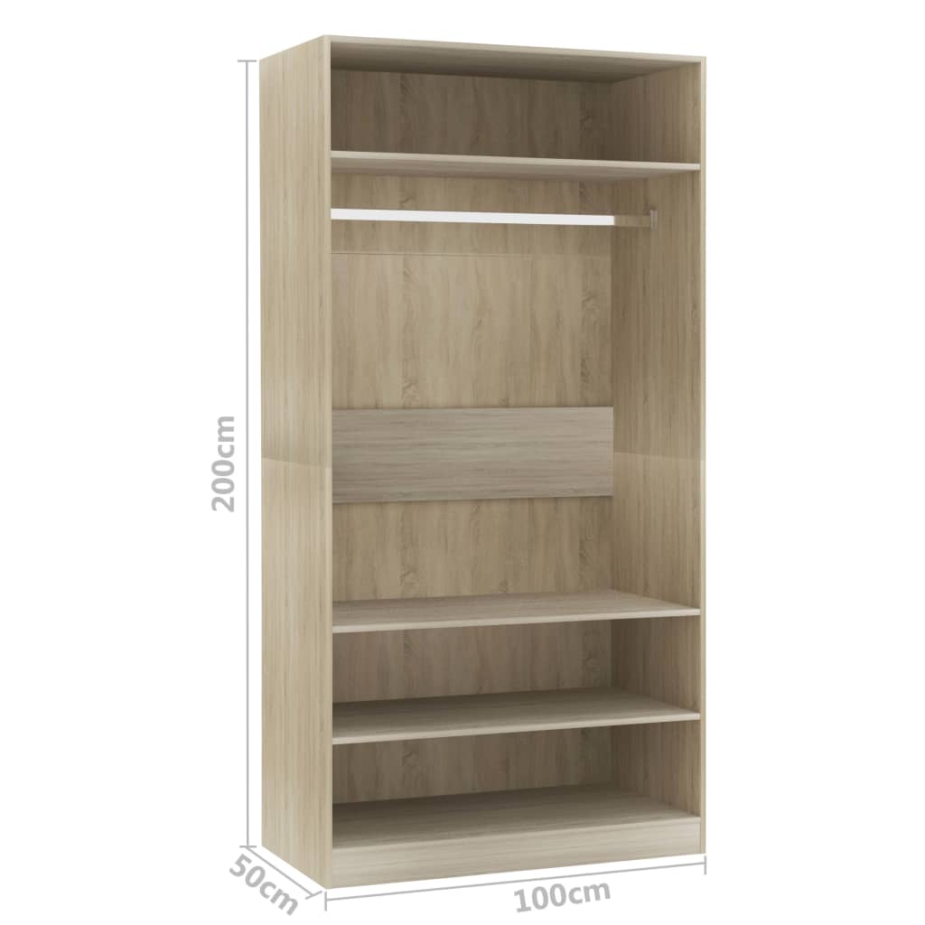 vidaXL Wardrobe Black 100x50x200 cm Engineered Wood