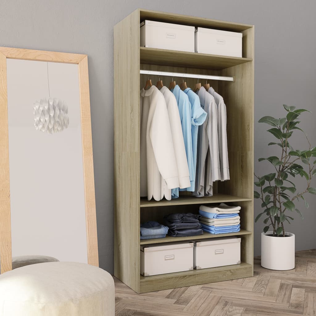 vidaXL Wardrobe Black 100x50x200 cm Engineered Wood