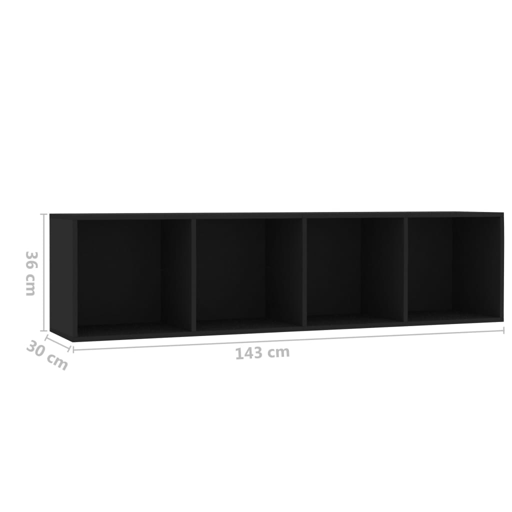 vidaXL Book Cabinet/TV Cabinet Black 143x30x36 cm