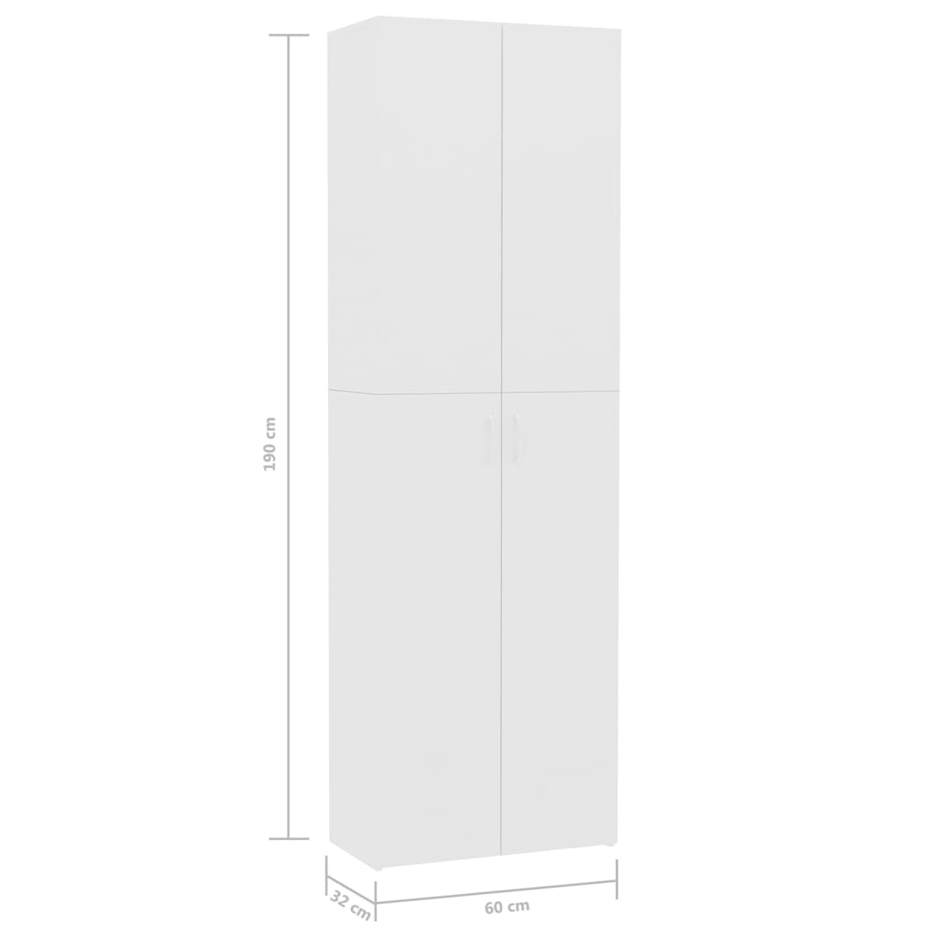 vidaXL Office Cabinet High Gloss White 60x32x190 cm Engineered Wood