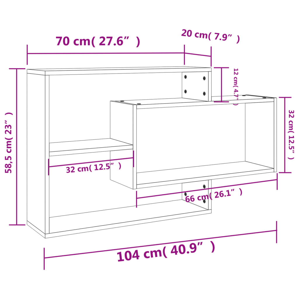 vidaXL Wall Shelf Black 104x20x58.5 cm Engineered Wood