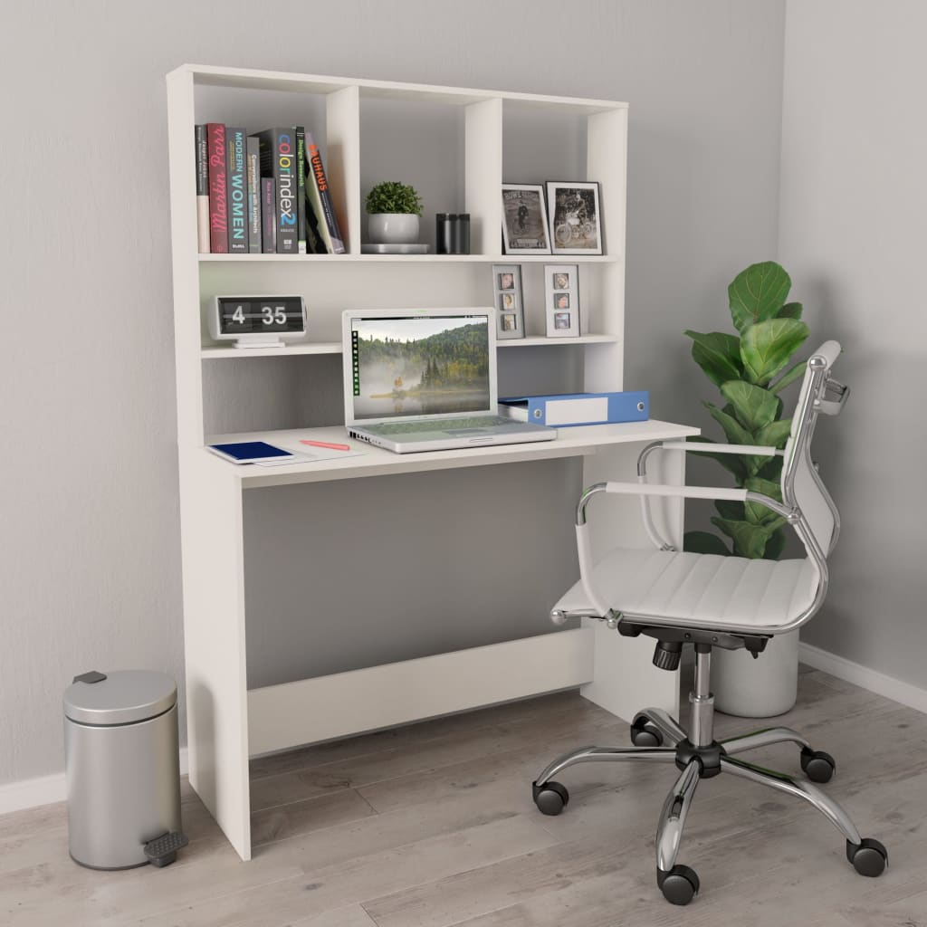 vidaXL Desk with Shelf Black 110x45x157 cm Engineered Wood