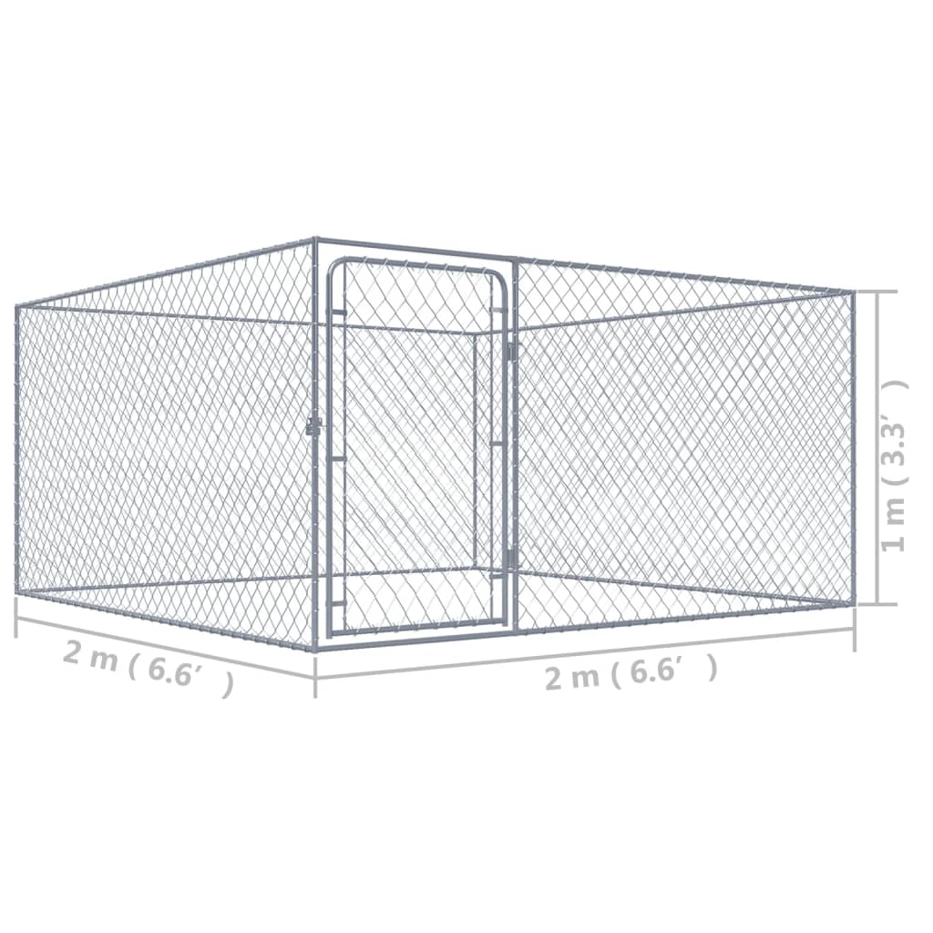 vidaXL Outdoor Dog Kennel Galvanised Steel 4x4x1 m