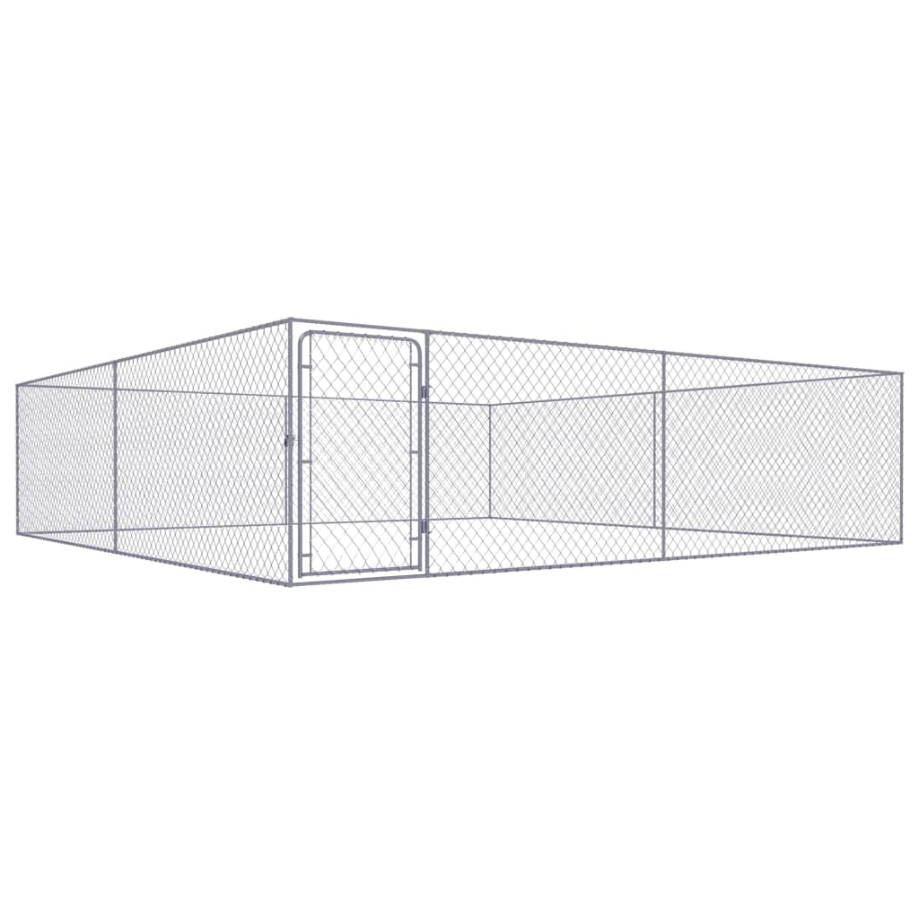 vidaXL Outdoor Dog Kennel Galvanised Steel 4x4x1 m