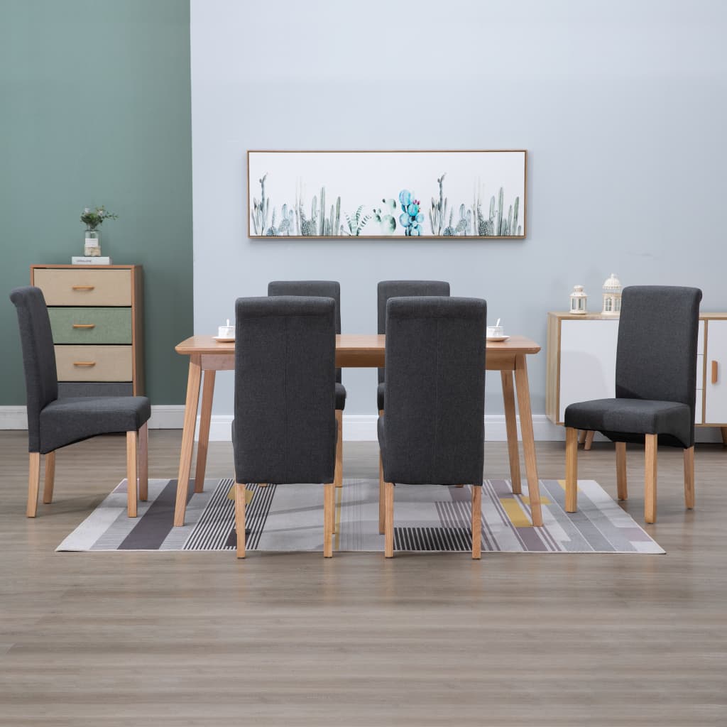 vidaXL Dining Chairs 6 pcs Grey Fabric