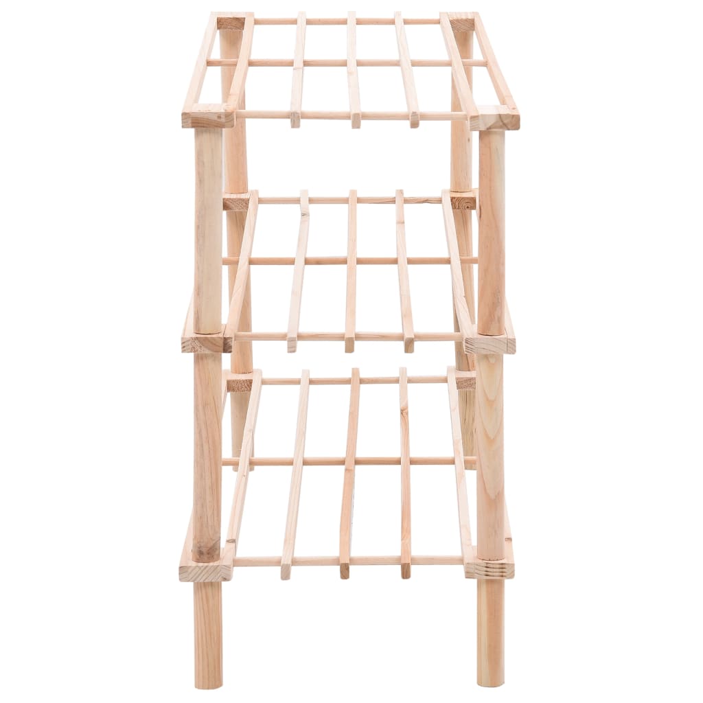 vidaXL 3-Tier Shoe Rack Solid Fir Wood