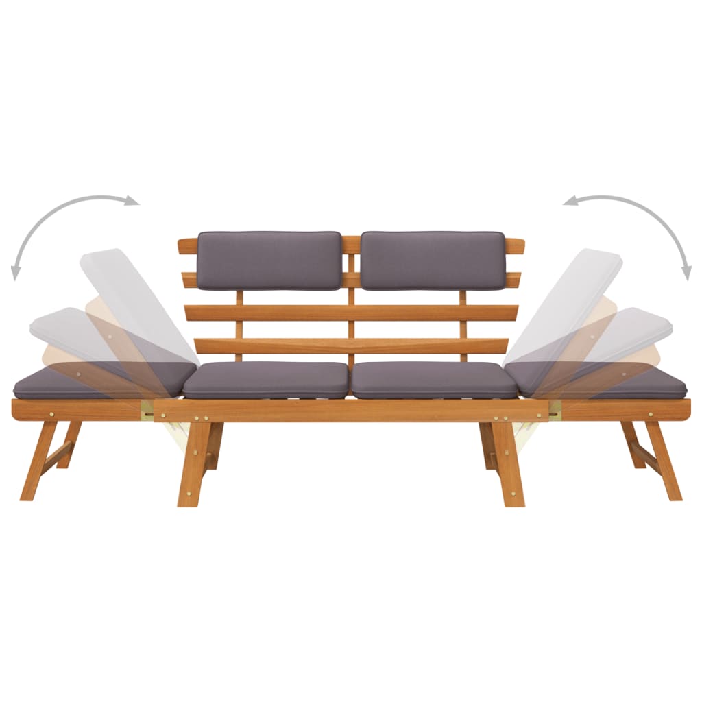 vidaXL 2-in-1 Garden Daybed with Cushion 190 cm Solid Acacia Wood