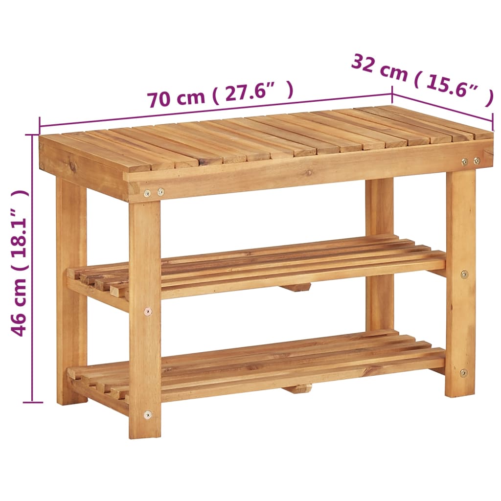 vidaXL Shoe Rack 90x32x46 cm Solid Acacia Wood