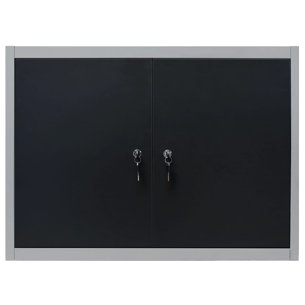 vidaXL Wall Mounted Tool Cabinet Industrial Style Metal Grey and Black