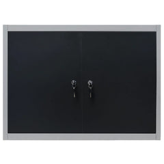 vidaXL Wall Mounted Tool Cabinet Industrial Style Metal Grey and Black