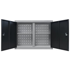 vidaXL Wall Mounted Tool Cabinet Industrial Style Metal Grey and Black