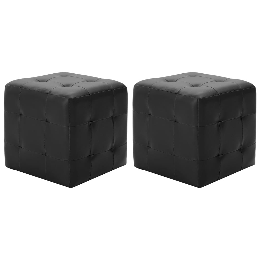 vidaXL Pouffe 2 pcs Black 30x30x30 cm Faux Leather