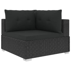 vidaXL 10 Piece Garden Lounge Set with Cushions Poly Rattan Black