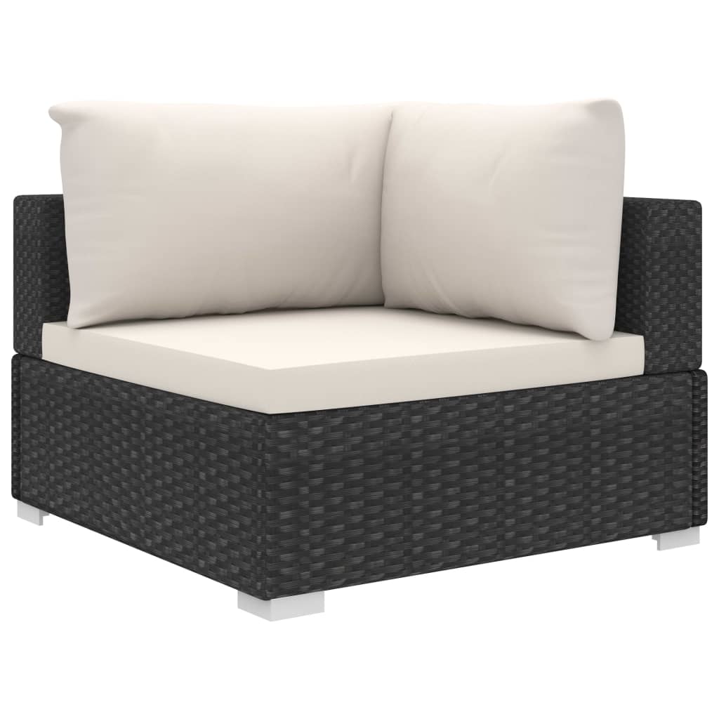 vidaXL 6 Piece Garden Lounge Set with Cushions Poly Rattan Black