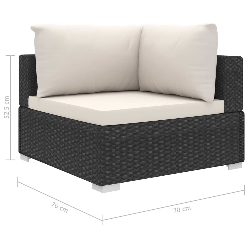 vidaXL 6 Piece Garden Lounge Set with Cushions Poly Rattan Black