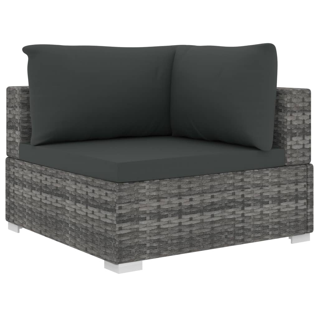 vidaXL 6 Piece Garden Lounge Set with Cushions Poly Rattan Black