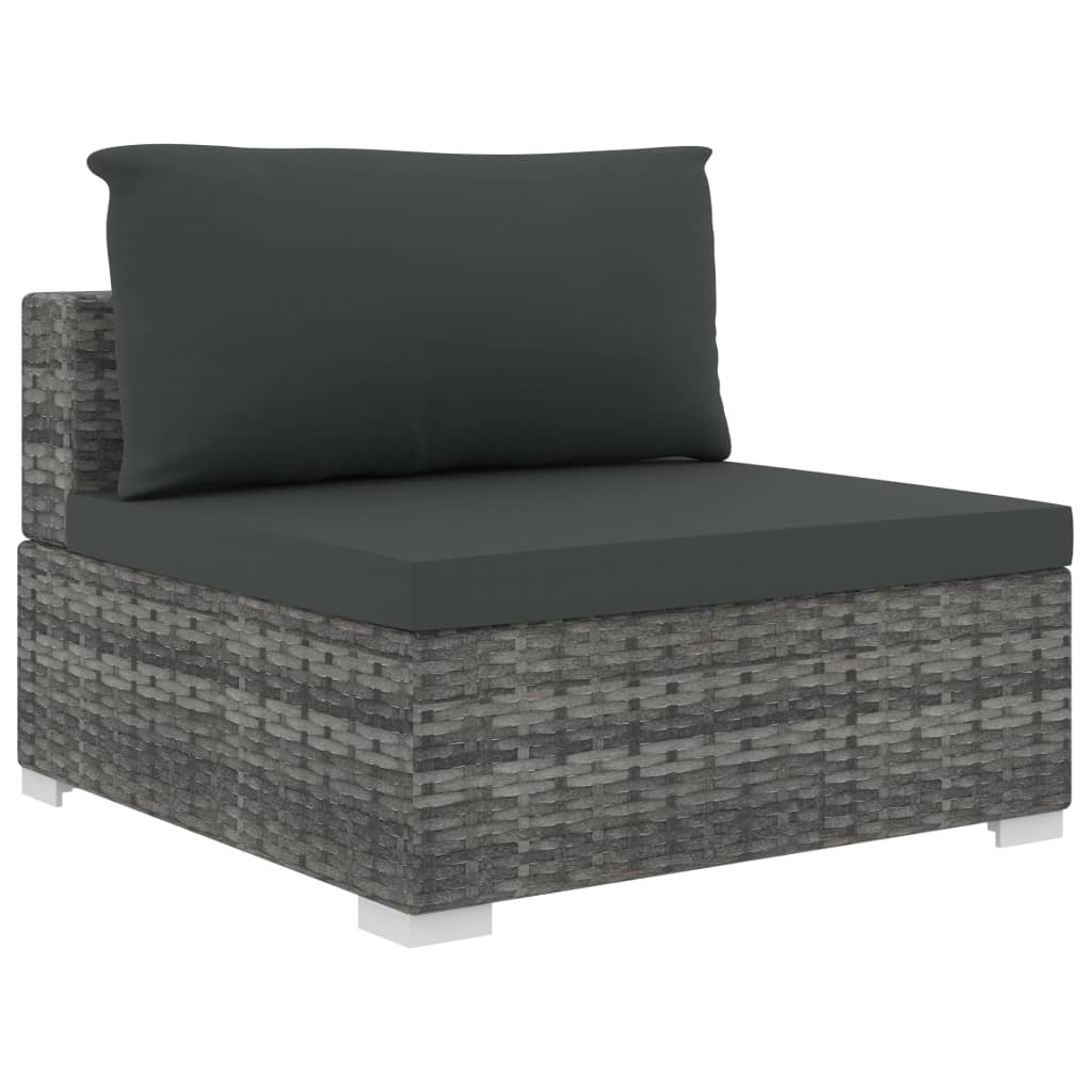 vidaXL 6 Piece Garden Lounge Set with Cushions Poly Rattan Black