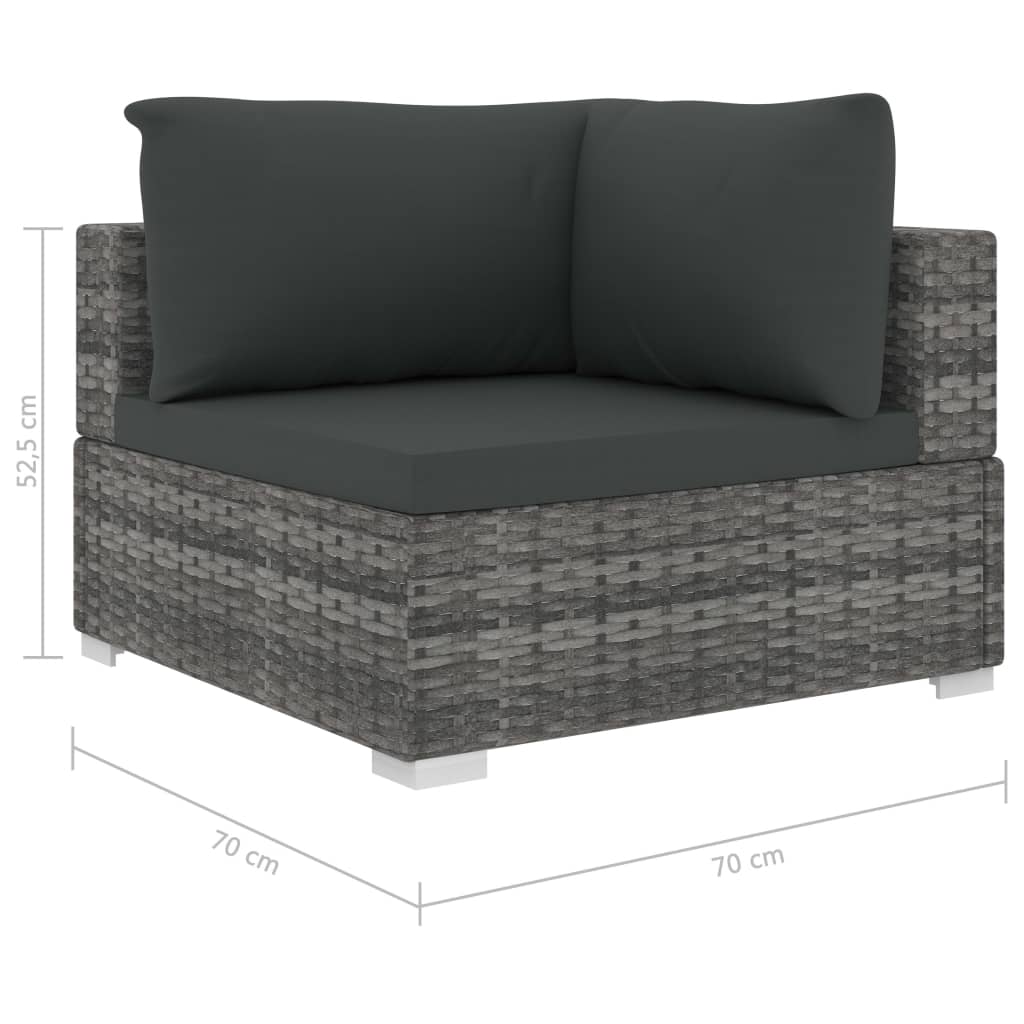 vidaXL 6 Piece Garden Lounge Set with Cushions Poly Rattan Black