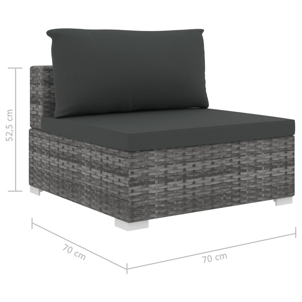 vidaXL 6 Piece Garden Lounge Set with Cushions Poly Rattan Black