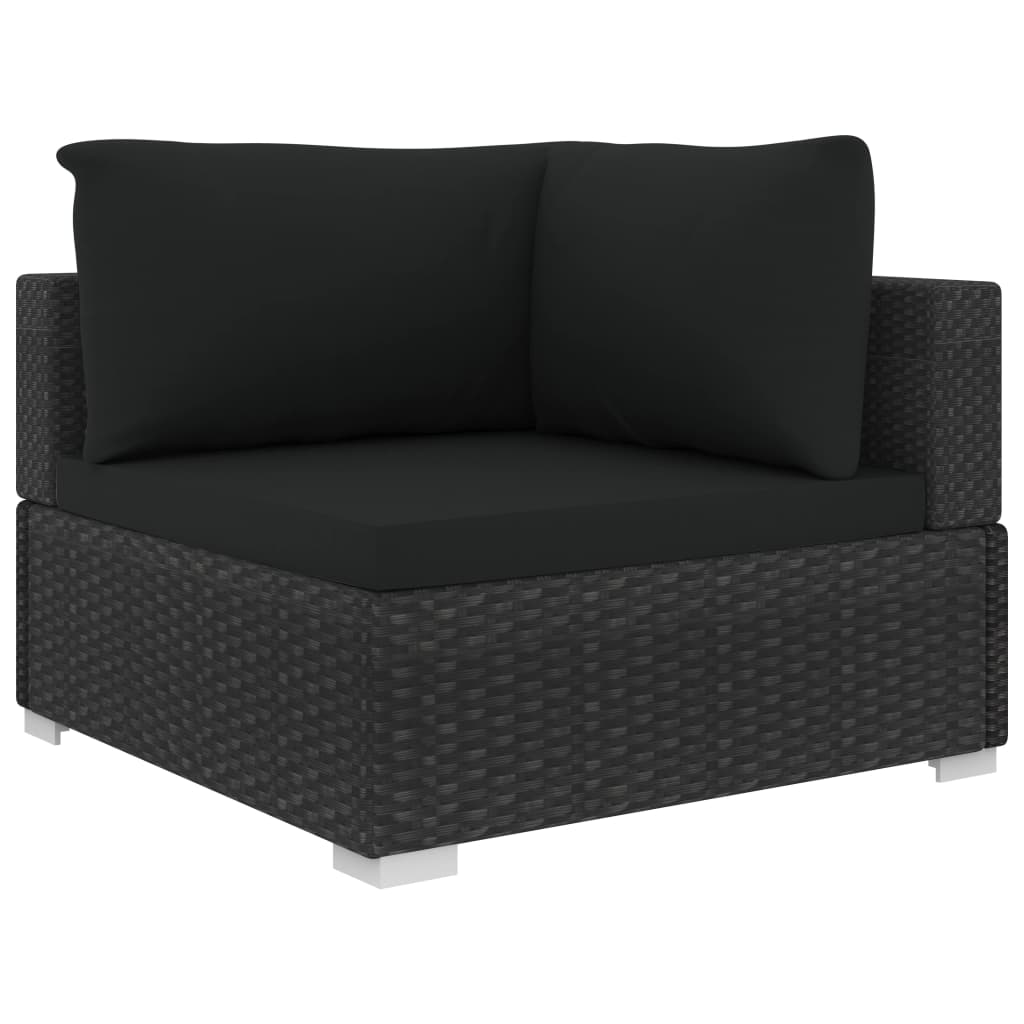 vidaXL 6 Piece Garden Lounge Set with Cushions Poly Rattan Black