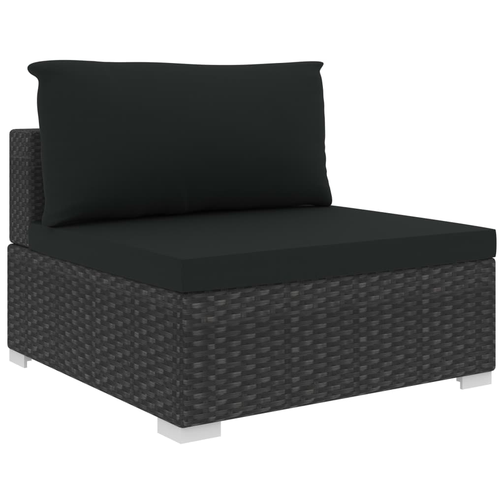 vidaXL 6 Piece Garden Lounge Set with Cushions Poly Rattan Black