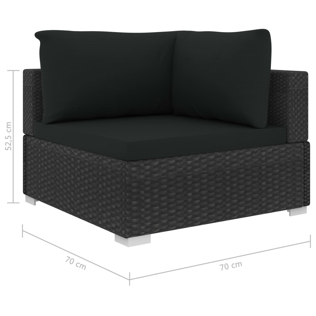 vidaXL 6 Piece Garden Lounge Set with Cushions Poly Rattan Black