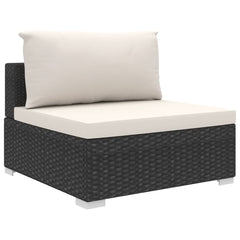 vidaXL 4 Piece Garden Lounge Set with Cushions Poly Rattan Black