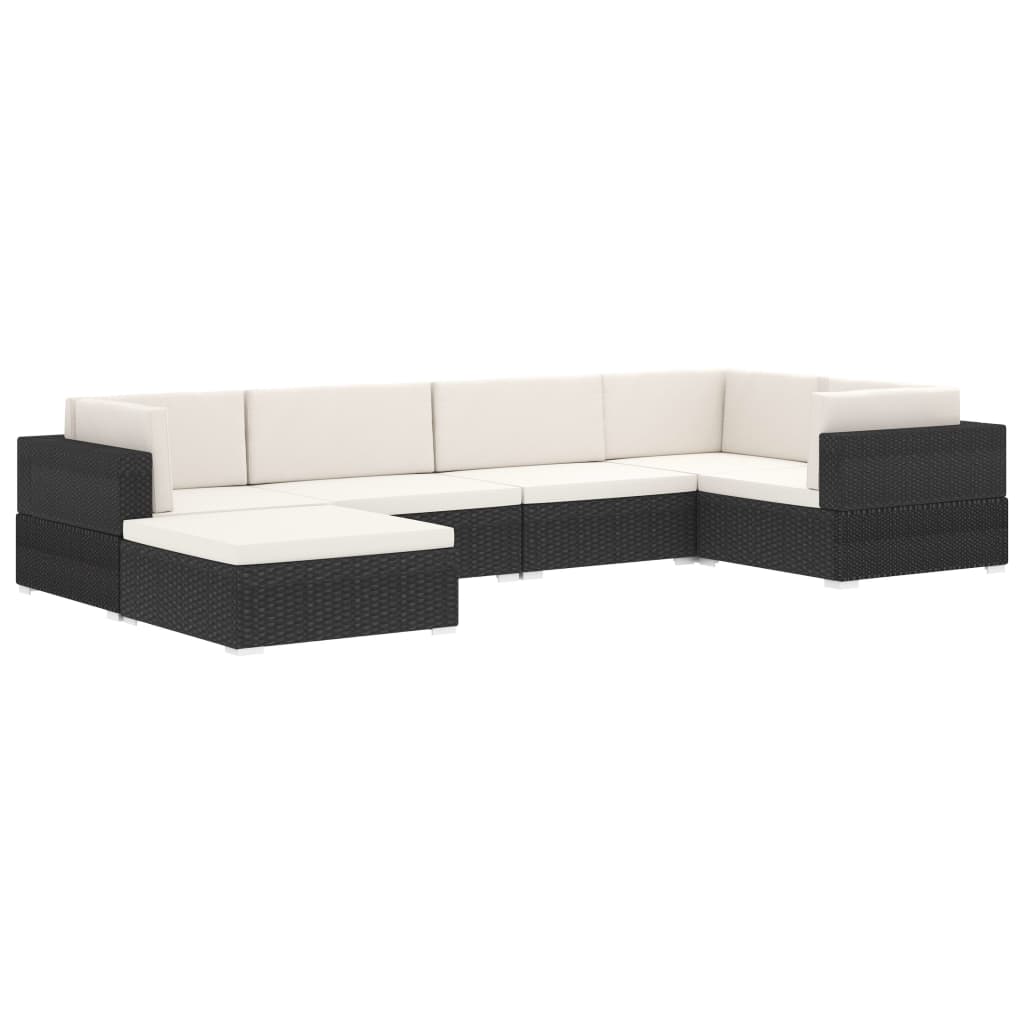 vidaXL Sectional Corner Chair 1 pc with Cushions Poly Rattan Black