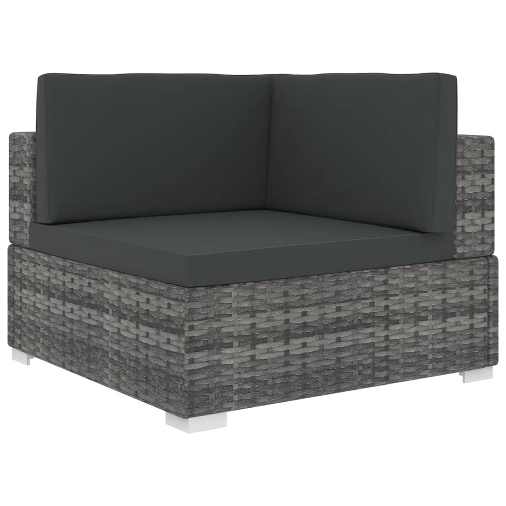 vidaXL Sectional Corner Chair 1 pc with Cushions Poly Rattan Black