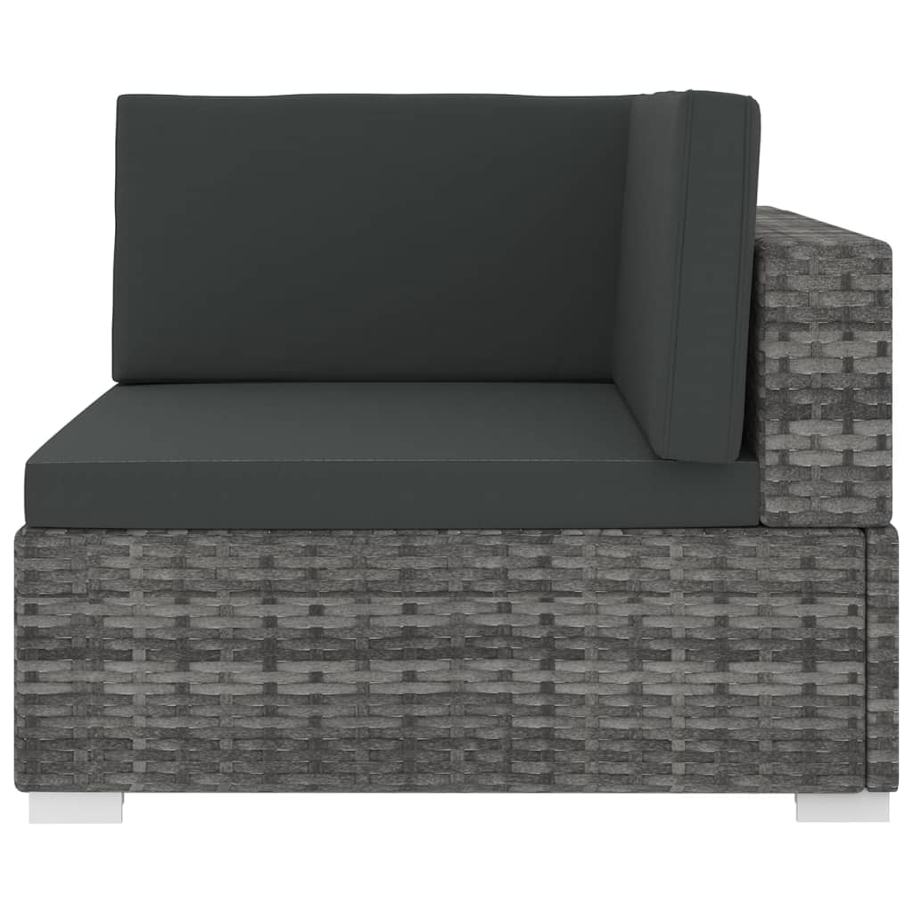 vidaXL Sectional Corner Chair 1 pc with Cushions Poly Rattan Black