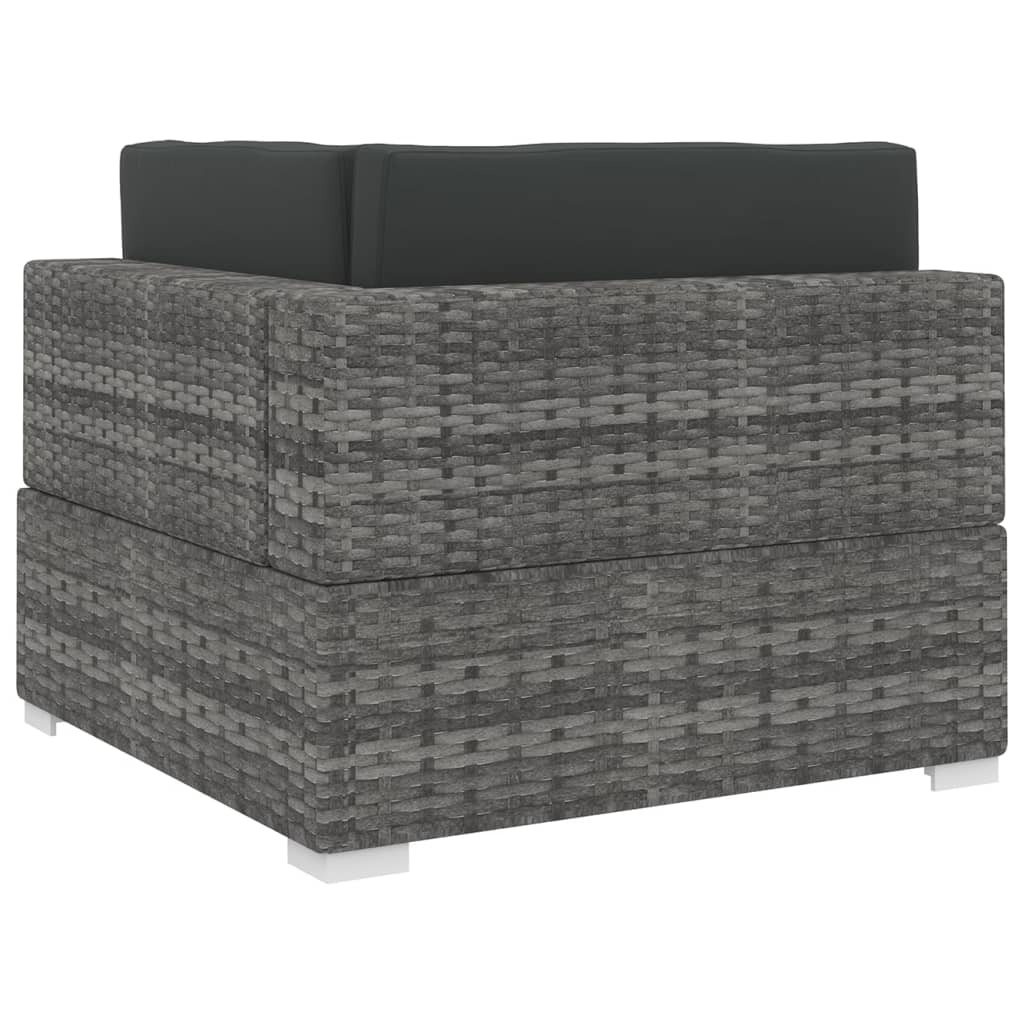 vidaXL Sectional Corner Chair 1 pc with Cushions Poly Rattan Grey