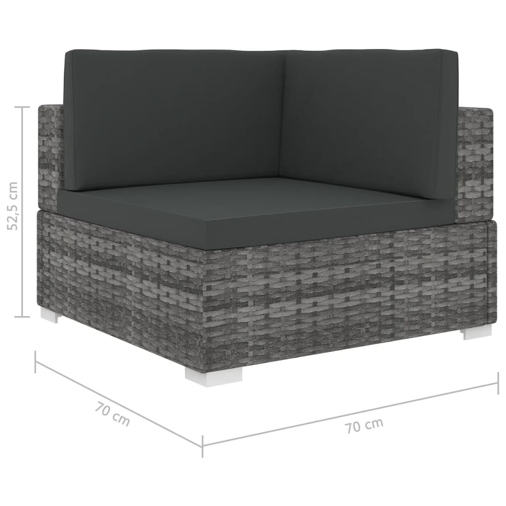 vidaXL Sectional Corner Chair 1 pc with Cushions Poly Rattan Black