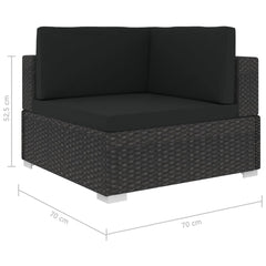 Sectional Corner Chair 1 pc with Cushions Poly Rattan