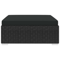 vidaXL Sectional Footrest 1 pc with Cushion Poly Rattan Black